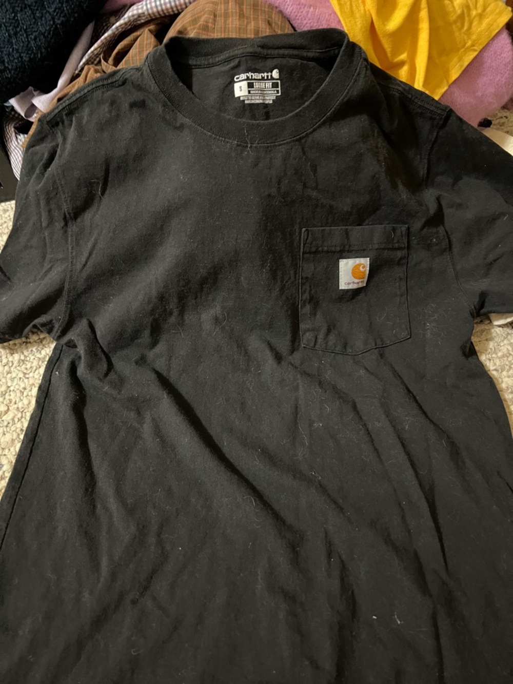 Carhartt Black Short-Sleeve Pocket Tee with Logo Patch